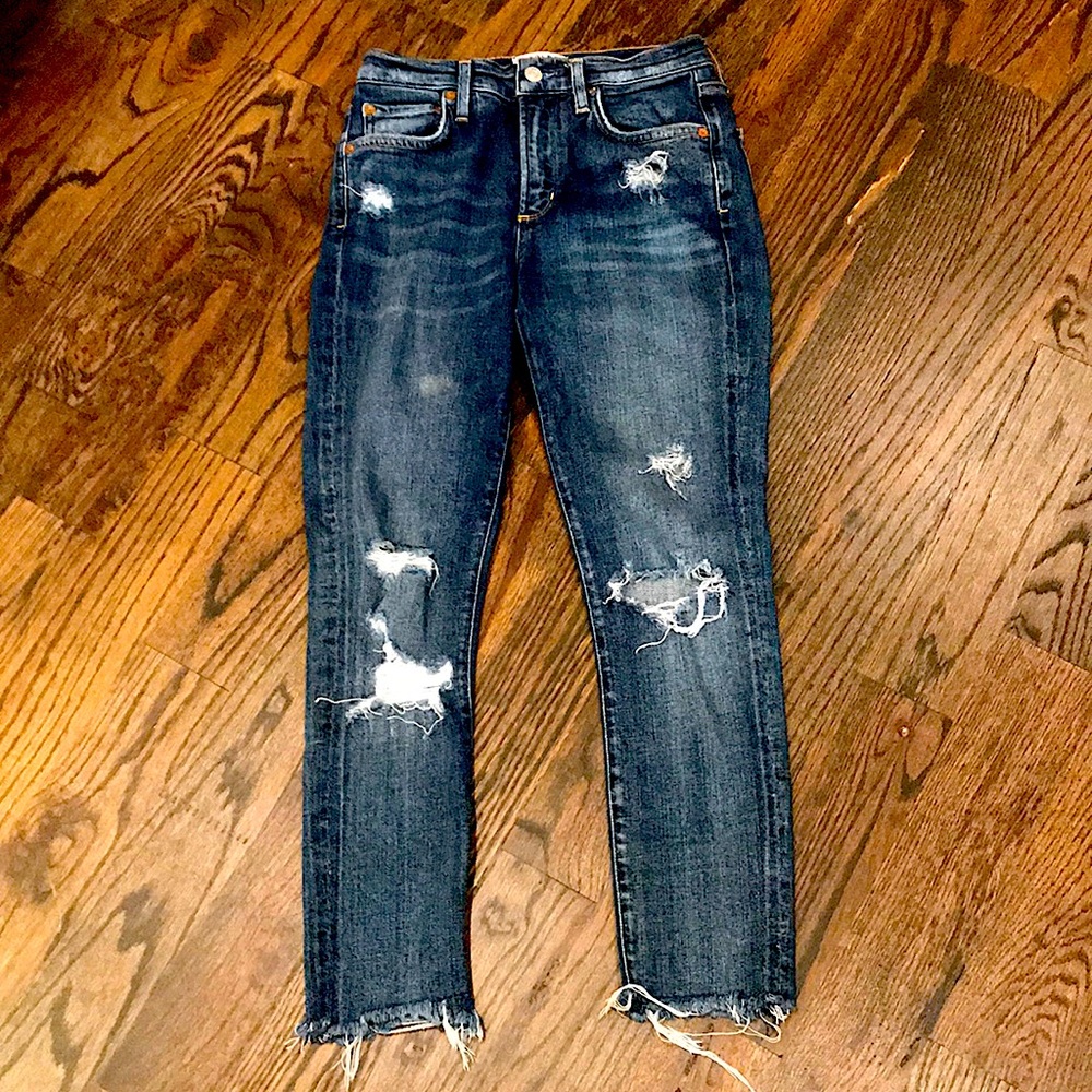 Authentic Agolde straight leg distressed jeans